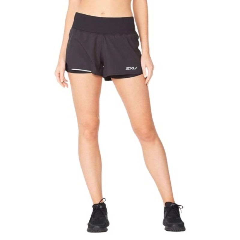 2XU Aero 2-In-1  3-Inches Women Running Shorts black/silver