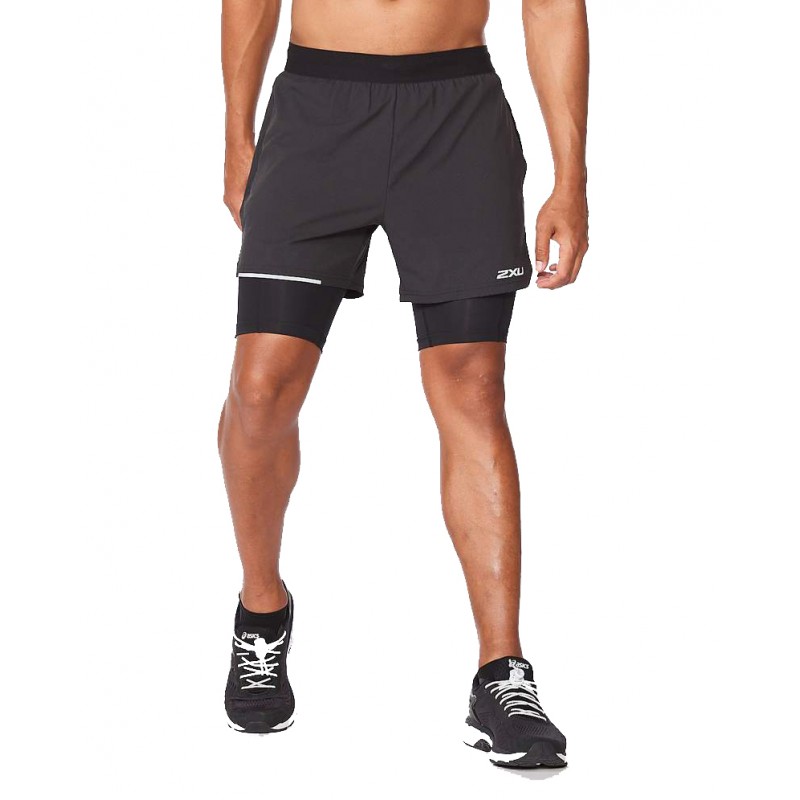 2XU Aero 2-In-1Inch 5 Men Short Black/Silver