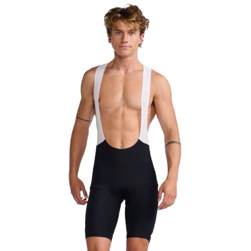  2XU Aero Cycle Men Cycling Foam Padded Bib Shorts Black/White