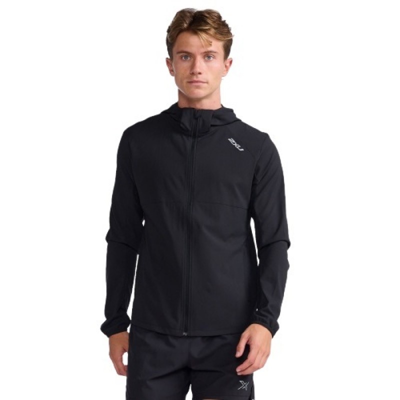 2XU Aero Men Runnng/cycling water Resistant Jacket Black/Silver