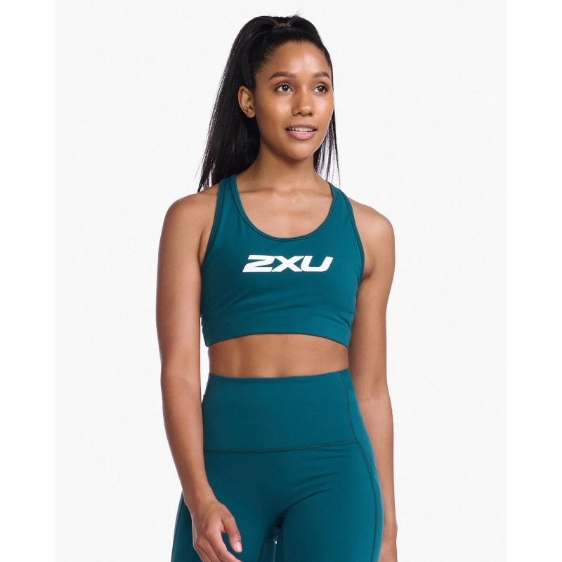 2XU Compression Motion Racerback Women Crop Top Deep Jade/White