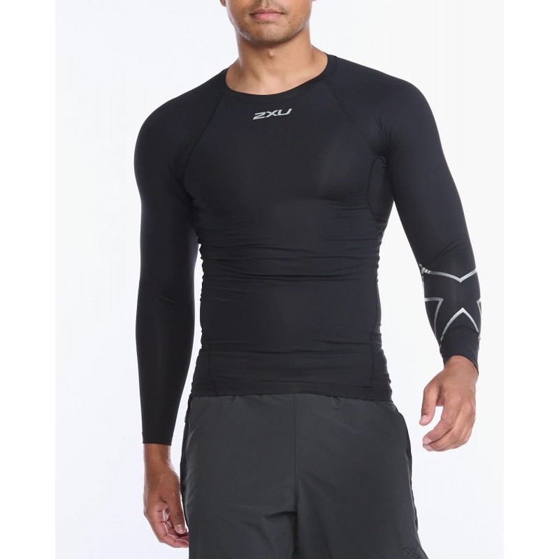 2XU Core Compression Full Sleeve Men Cycling Jersey Black/Silver