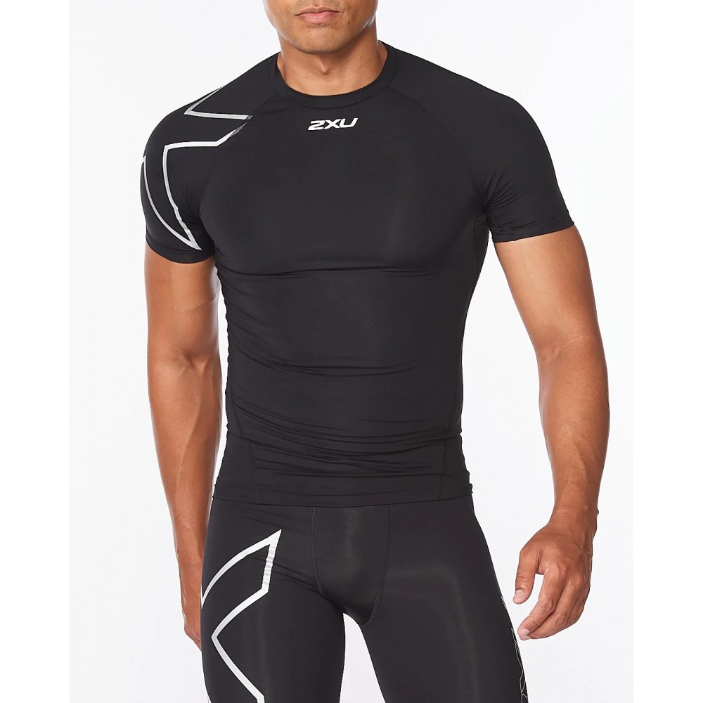 Buy 2XU Core Compression Short Sleeve Men Cycling Jersey Black Silver Online in India wizbiker