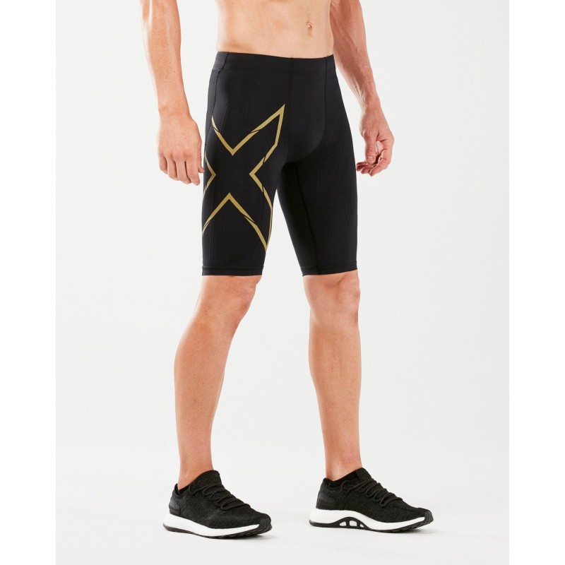 2XU MCS Running Compression Shorts Black/Gold Reflective