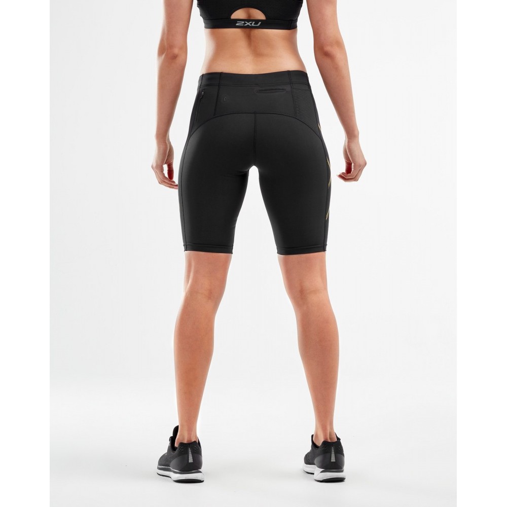 Buy 2XU MCS Running Women Shorts Black Gold Reflective Online in india