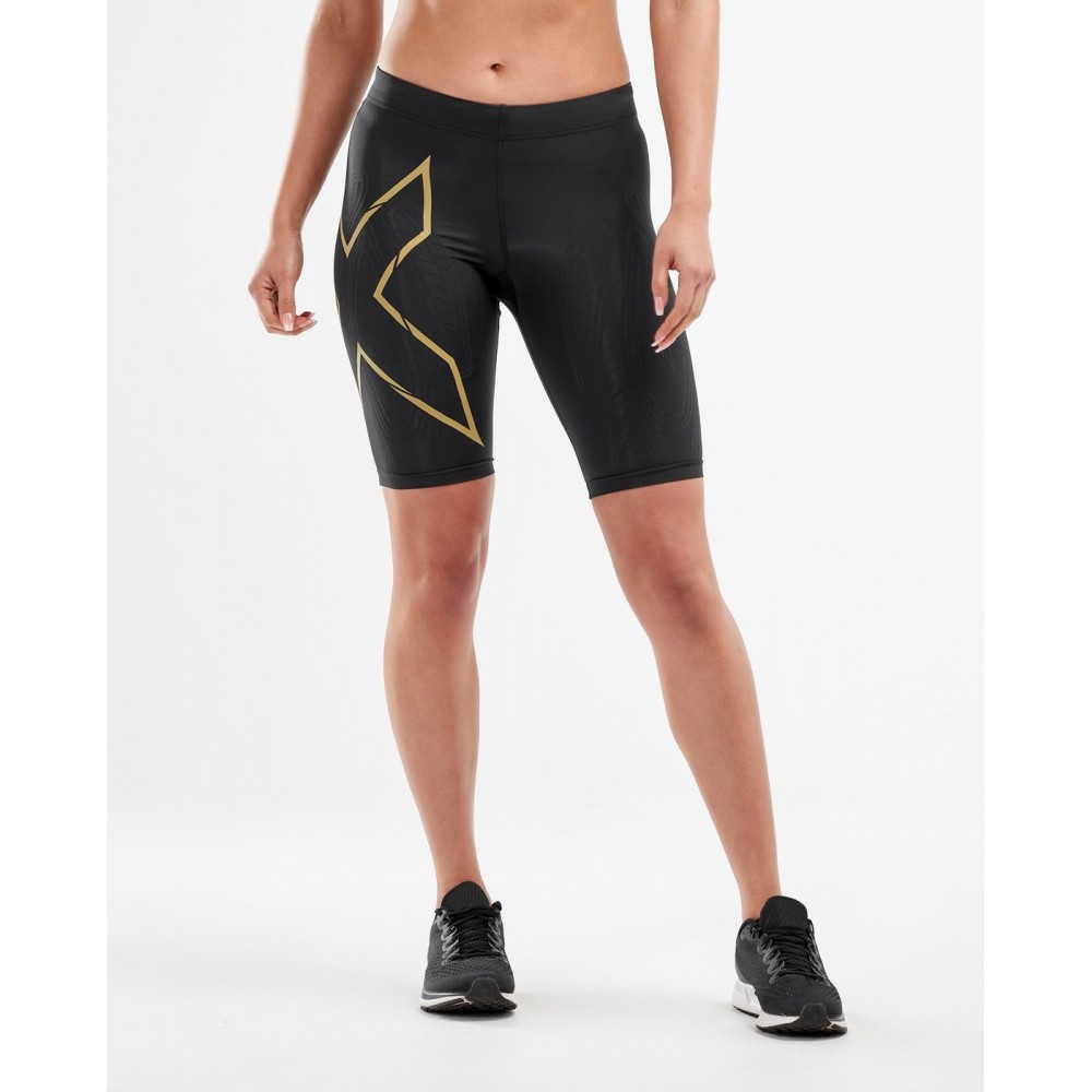 Buy 2XU MCS Running Women Shorts Black Gold Reflective Online in