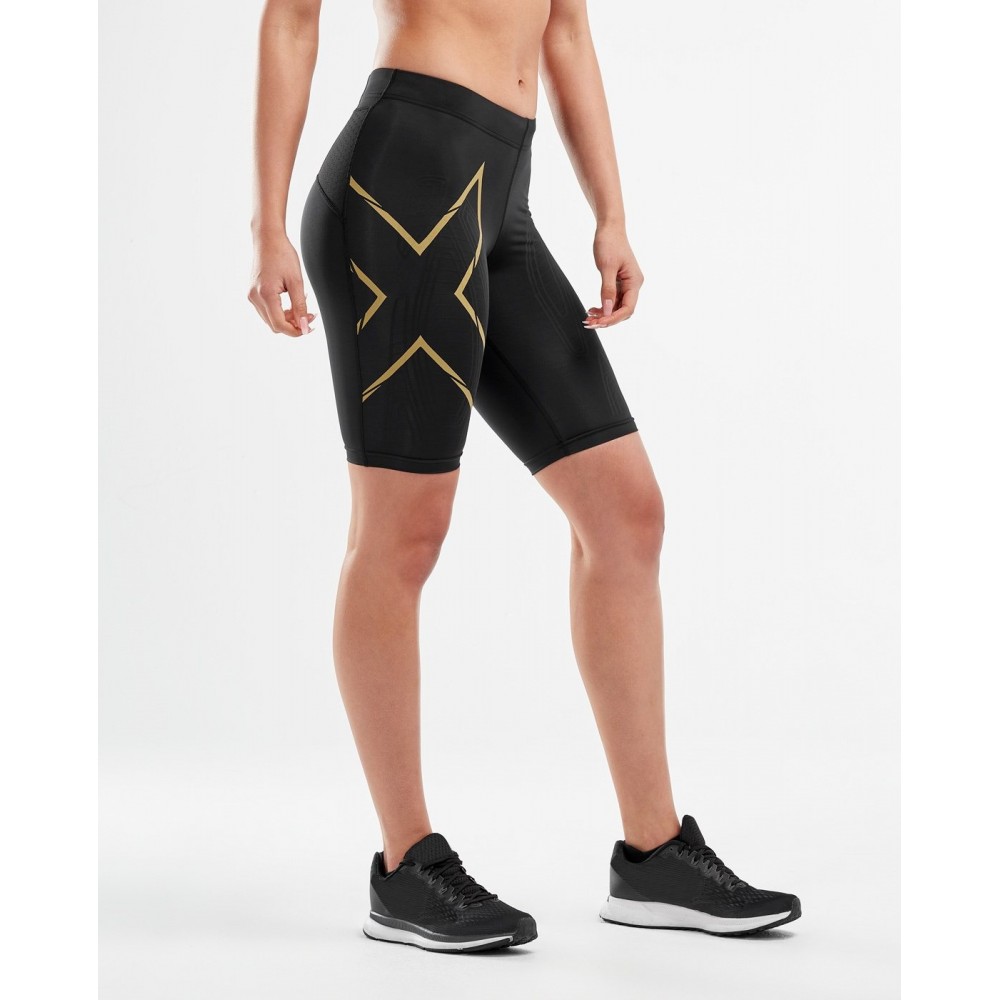 Buy 2XU MCS Running Women Shorts Black Gold Reflective Online in