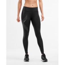 2XU Motion Mid-Rise Compression Women Tights Black/Dotted Reflective Logo
