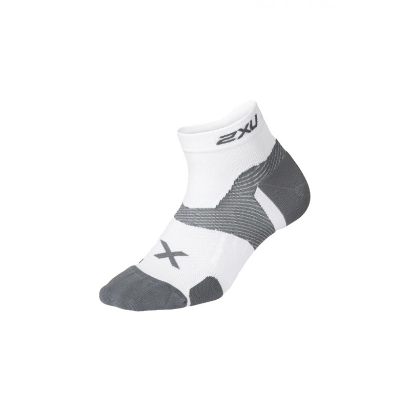 2XU Vector Cushion 1/4 Crew Socks White/Grey