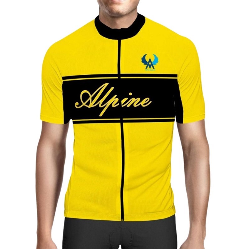 Alpine Bike Signature  Men Cycling Jersey V2 Yellow And Black Regular Fit