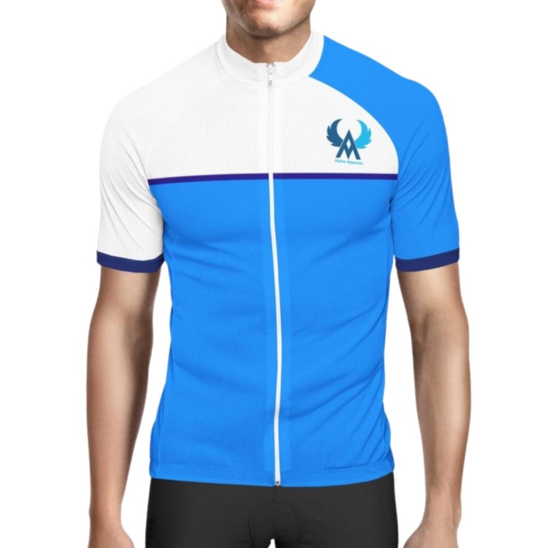 Alpine Artistic Men Cycling Jersey Blue And White Regular Fit