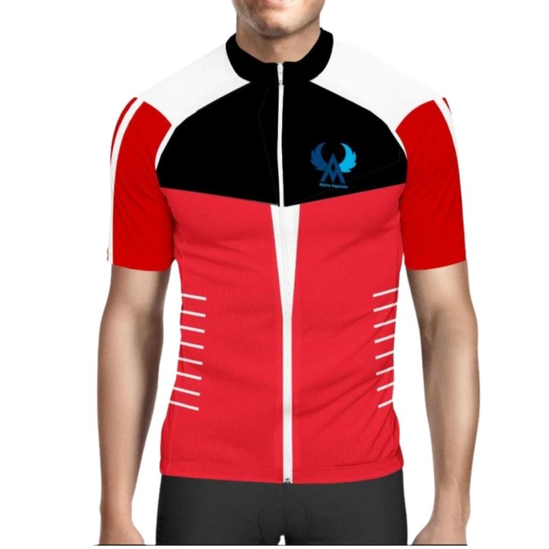 Alpine Slim Fit Men Cycling Jersey Red And White