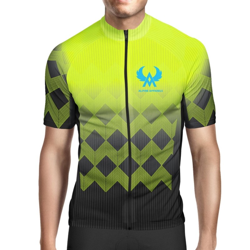 Alpine Bike Slim Fit Men Cycling Jersey Black And Fluo Yellow