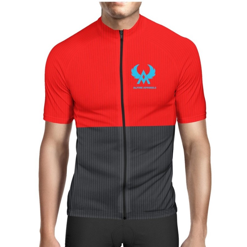 Alpine Slim Fit Men Cycling jersey Black And Red