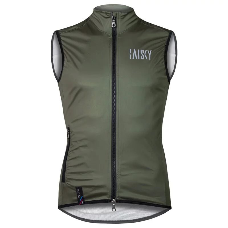 Baisky Men Double Zipper Wind Vest Army Green