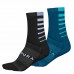 Endura CoolMax Stripe Socks (Twin Pack) Black And Kingfisher (GK)