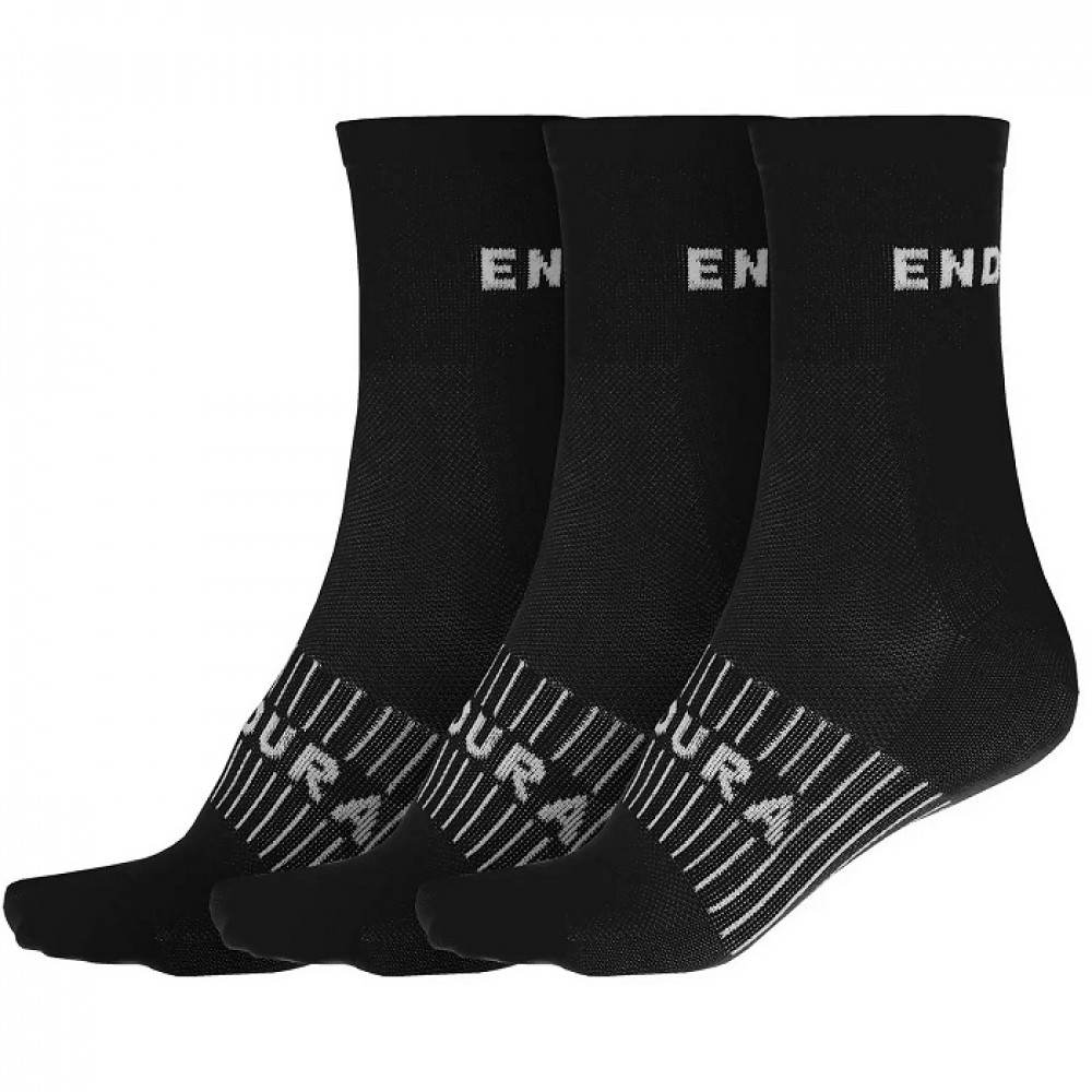 Endura Coolmax Stripe II Cycling Sock L/XL Black Triple Pack