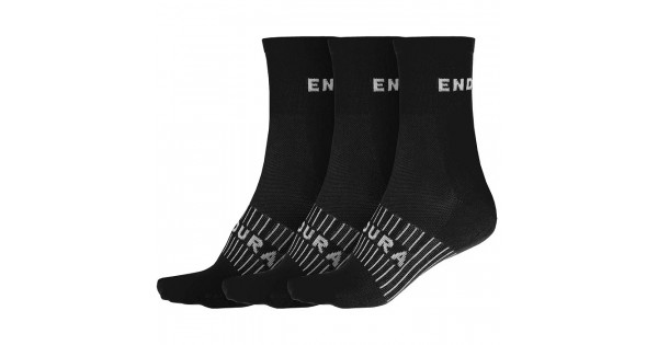 Endura Coolmax Stripe II Cycling Sock L/XL Black Triple Pack