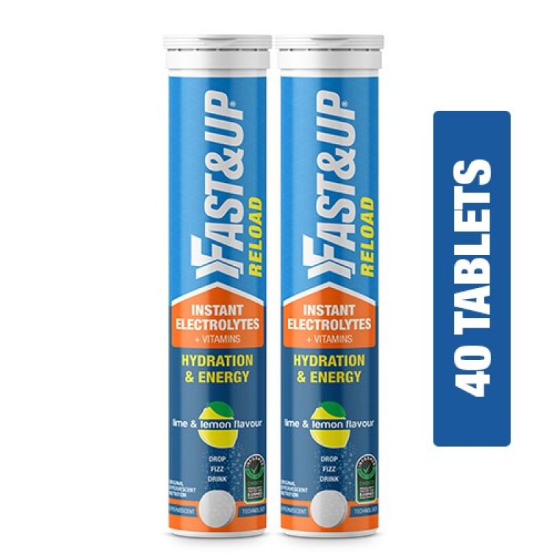 Fast & Up Reload Instant Electrolytes Hydration & Energy Lime & Lemon Flavour(pack of 2)