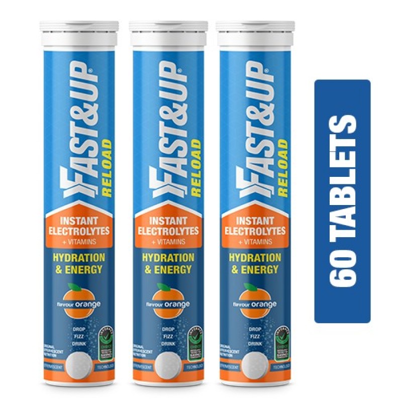 Fast & Up Reload Instant Electrolytes Hydration & Energy orange Flavour(pack of 3)