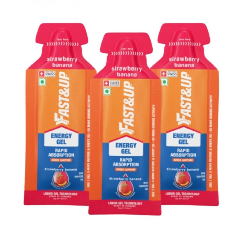 Fast & Up Reload Instant Energy Gel Rapid Absorption Strawberry bananna Flavour (pack of 3)