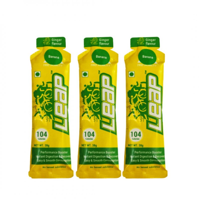 Leap Perfomance Booster & Recovery Energy Gel Banana Flavour (Pack of 3)