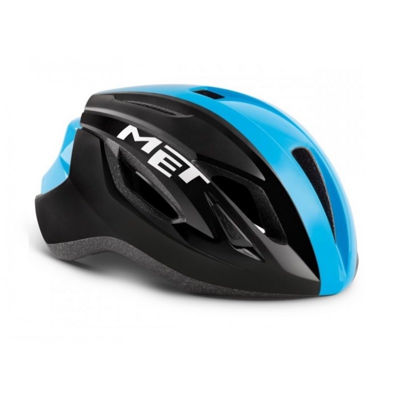 MET Strale Road Cycling Helmet Black Cyan Panel/Glossy 2021