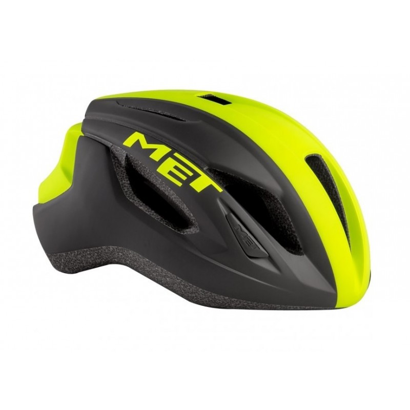 MET Strale Road Cycling Helmet Black Fluo Yellow Panel/Matt 2021