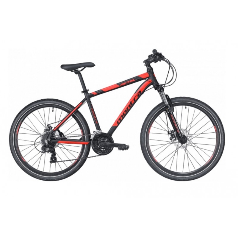 Montra Metal 27.5 MTB Bike 2019 Carbon Black With Neon Red Graphics