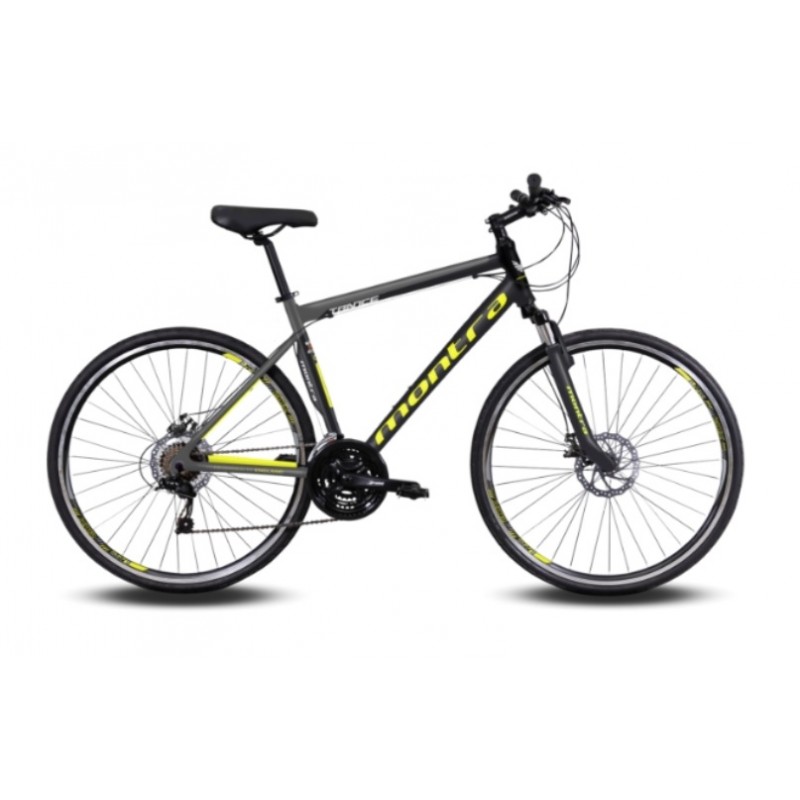 Montra Trance Hybrid Bike 2019 Carbon Black With Graphite Grey/Neon Yellow Graphics