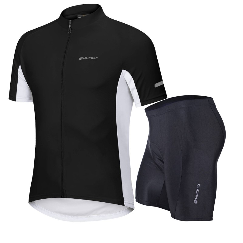 Nuckily Half Sleeve Jersey And Gel Padded Shorts Set Black (MG043 NS355)