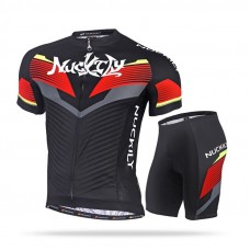 Nuckily Half Sleeve Jersey And Gel Padded Shorts Set Black And Red (MA021 MB021)