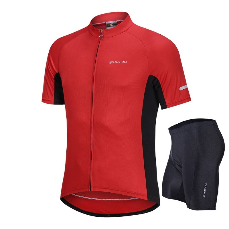 Nuckily Half Sleeve Jersey And Gel Padded Shorts Set Red (MG043 NS355)