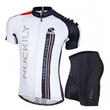 Nuckily Half Sleeve Jersey And Gel Padded Shorts Set White And Black (NJ503 NS355)