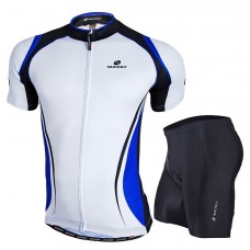 Nuckily Half Sleeve Jersey And Gel Padded Shorts Set White And Blue (NJ502 NS355)