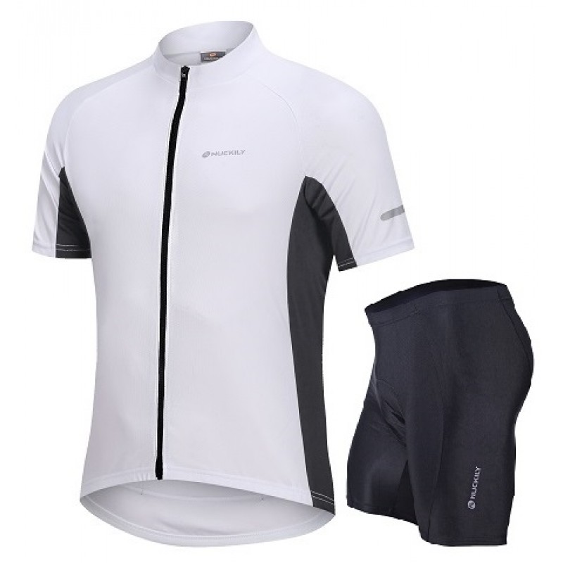 Nuckily Half Sleeve Jersey And Gel Padded Shorts Set White (MG043 NS355)