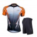 Nuckily Half Sleeve Jersey And Gel Padded Shorts Set White And Orange (NJ500 NS355)