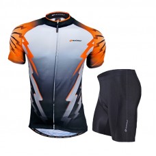 Nuckily Half Sleeve Jersey And Gel Padded Shorts Set White And Orange (NJ500 NS355)