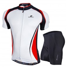 Nuckily Half Sleeve Jersey And Gel Padded Shorts Set White And Red (NJ502 NS355)