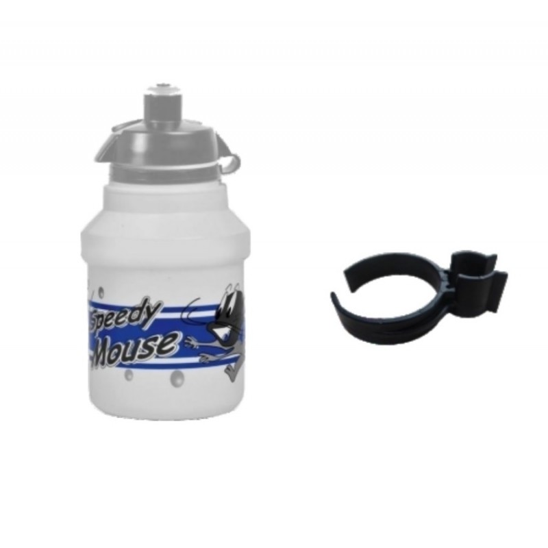 Polisport Speedy Mouse White Blue With Black Holder Water Bottle 300ml