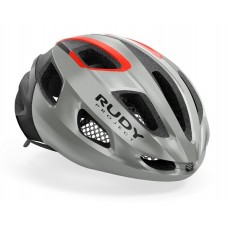Rudy Project Strym Unisex Cycling Road Helmet Grey Metallic/Shiny Red Fluo