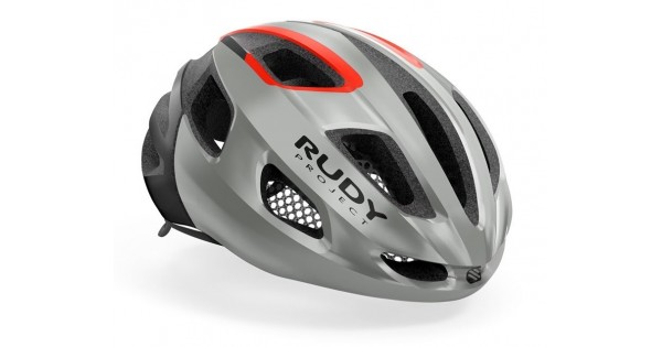 Rudy Project Strym Unisex Cycling Road Helmet Grey Metallic/Shiny Red Fluo