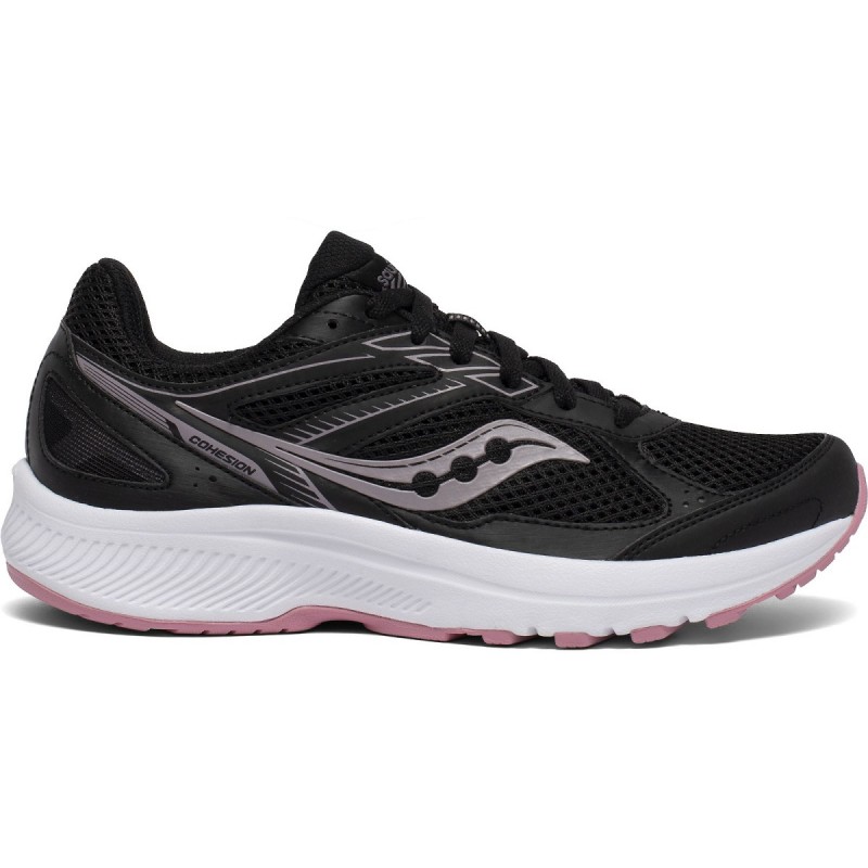 Buy Saucony Cohesion 14 Wide Women Running Shoe Black Pink Online in ...