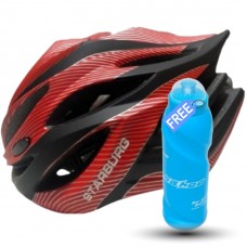 Starburg In Mold Pc Shell with Eps Liner MTB  Cycling Helmet Red (SBH100)  (FREE 700ml Sahoo water bottle worth RS 399)