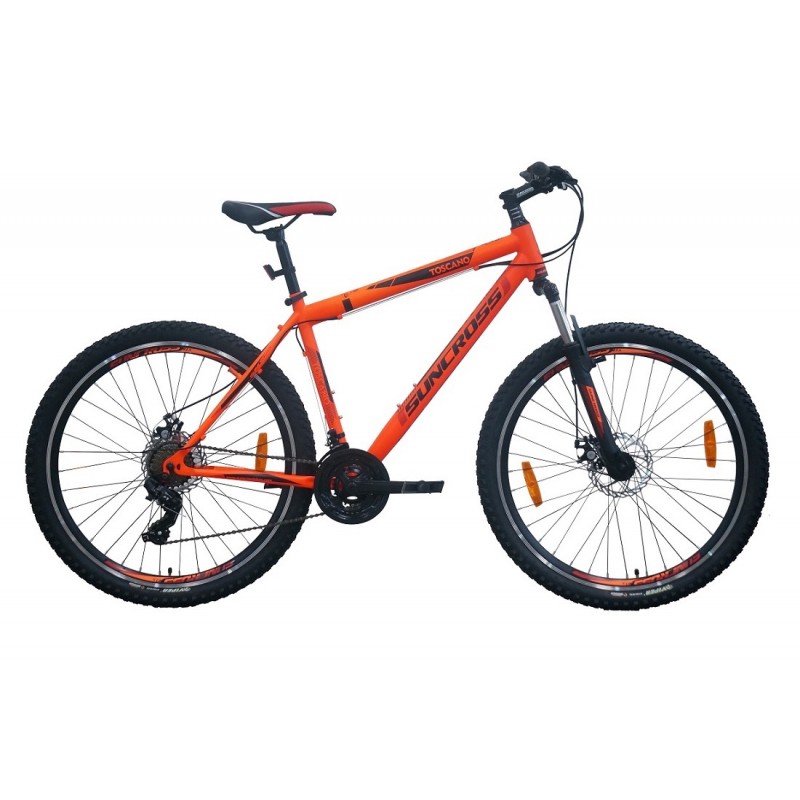 Suncross 27.5x19 Toscano Mountain Bike Black Orange Red Black