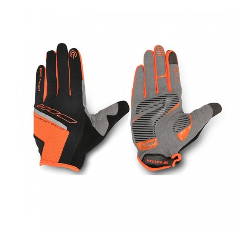 Viva Bike Touch Full Finger Cycling Gloves Orange Black