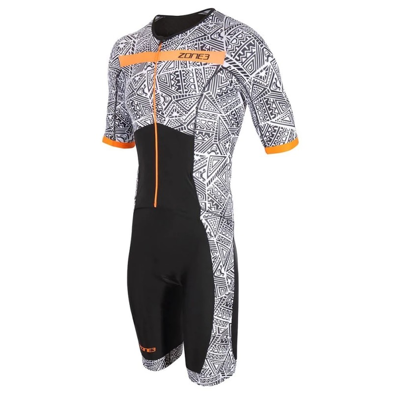 Zone3 Kona Speed Short Sleeve Full Zip Men Trisuit white/Black