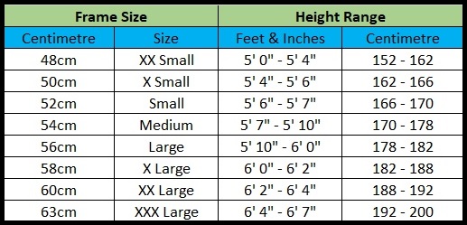 Ridley X Trail Size Chart