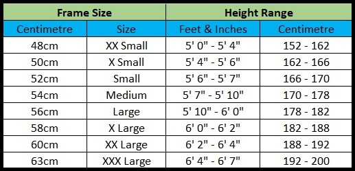 Ridley Bikes Size Chart