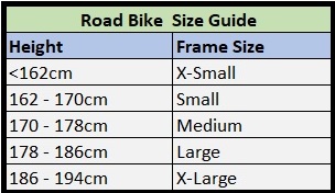 Ridley Fenix Size Chart